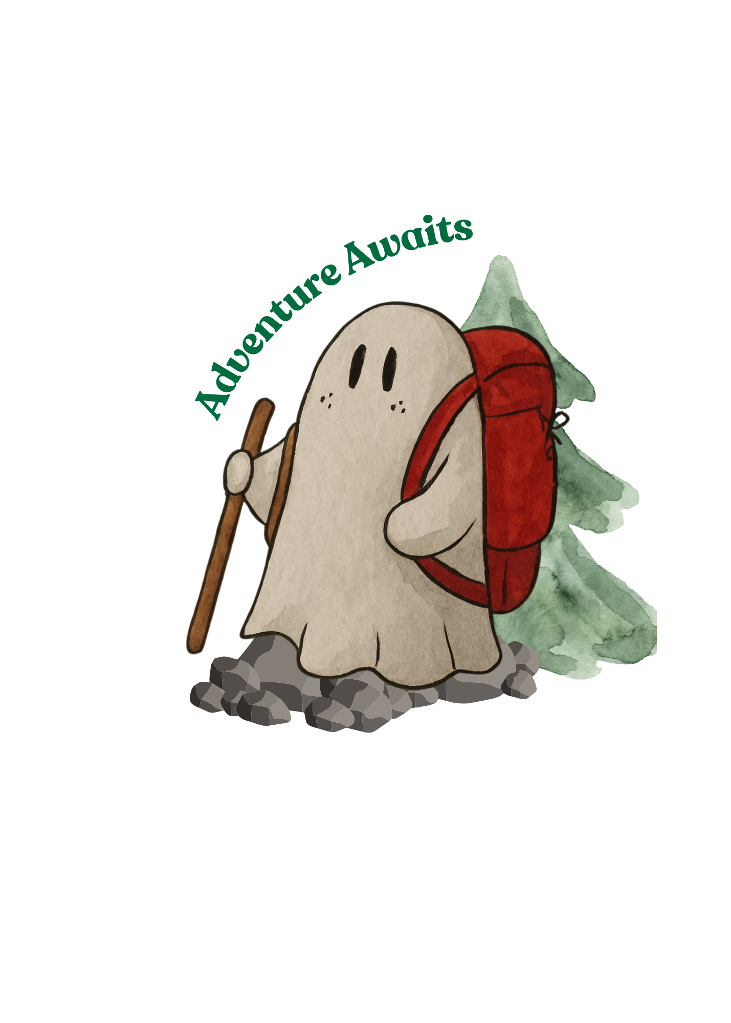 Adventure Awaits Hiking Ghost Vinyl Sticker