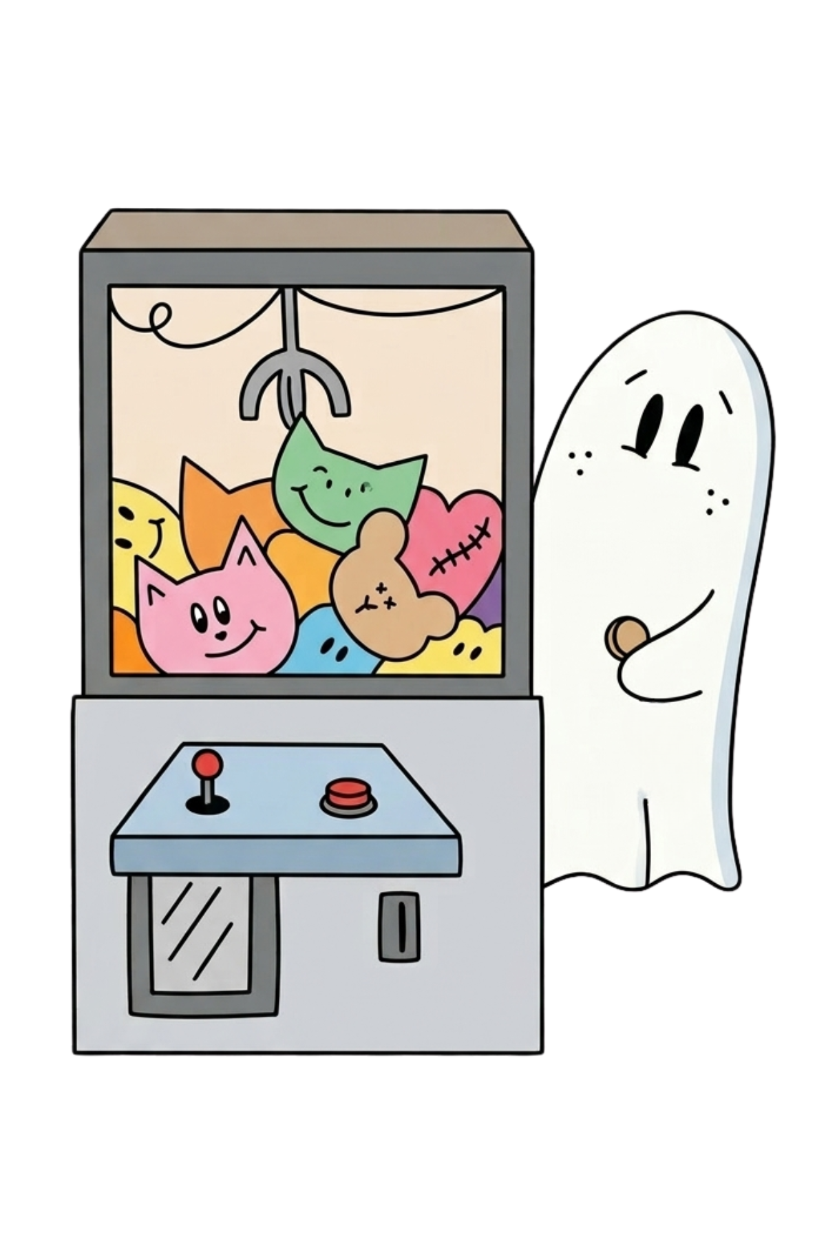 Retro Claw Machine Ghost Vinyl Sticker