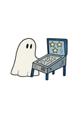 Retro Pinball Playing Ghost Vinyl Sticker